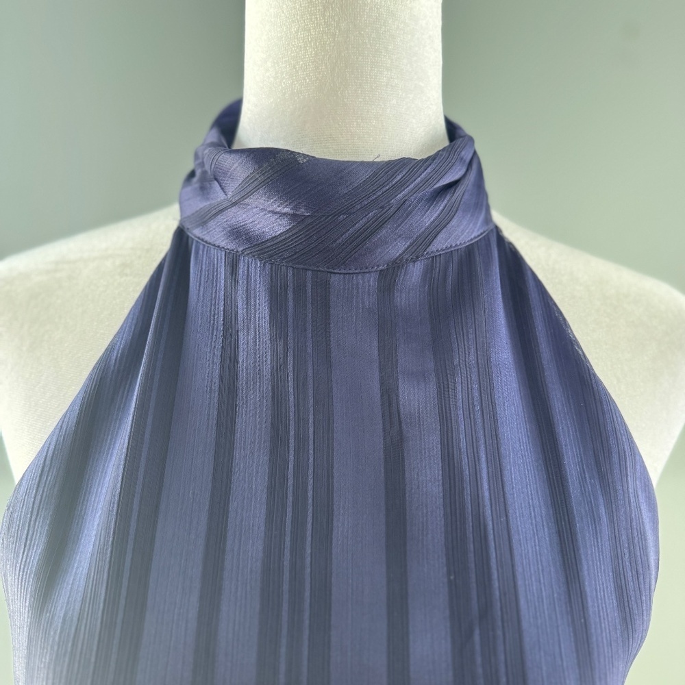 Banana Republic Navy Blue Halter Stripe Dress Size 6 - Picture 4 of 11
